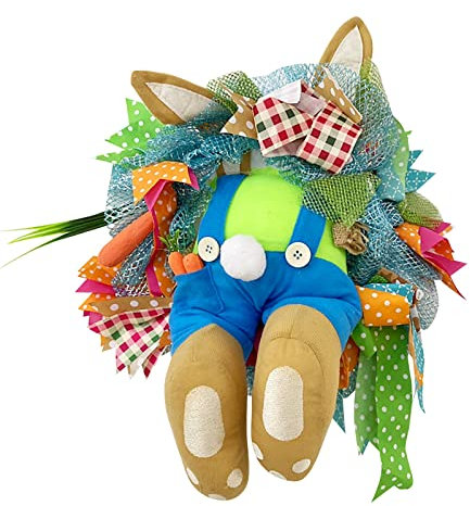 Osterkranz Tür Deko Kranz Ostern Hase Eier Osterdeko Tischkranz Ostern Kranz Tür Deko Türkranz Ostern Künstliche Osterkranz, Ostertür Dekorationen im Freien Hängen Willkommensschild (G-011, One Size)