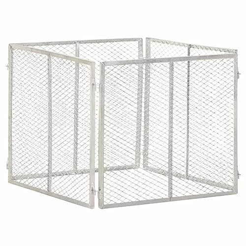 vidaXL Composteur de Jardin Bac à Compost Conteneur d'Engrais Boîte à Déchets Feuilles Arrière-Cour Extérieur 85x85x70 cm Fer Galvanisé