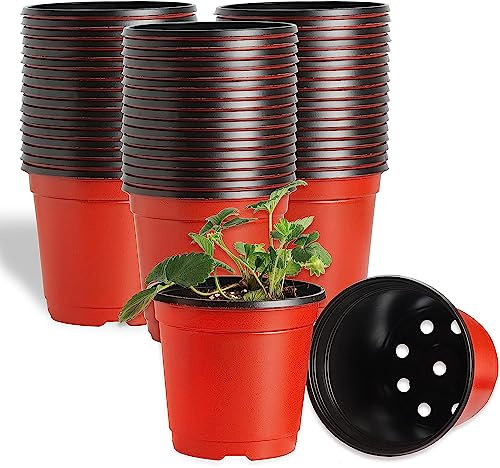 Atoke 100 Pack Plastic Plant Pots,10cm Seed Starting Pot Flower Pot Plant Container for Seedlings,Vegetables,Succulents