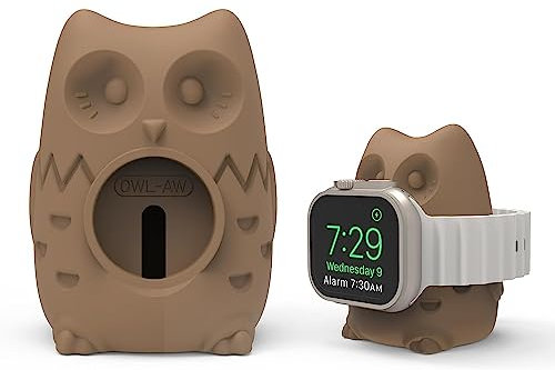 Soporte de Cargador para iWatch Compatible con Apple Watch Series 8/SE2(2022)/7/6/SE/5,Soporte de Cargador de Silicona en Forma de búho para Apple Watch,soporta Modo de mesita de Noche