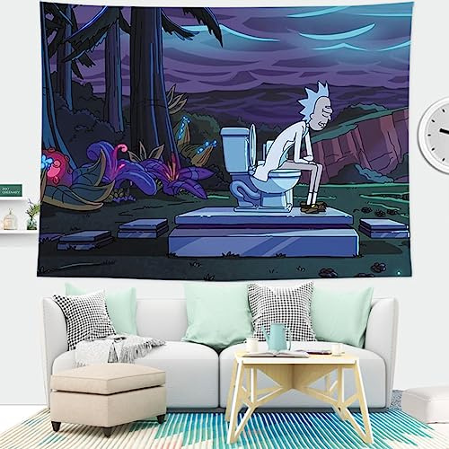 TANOHA Wandteppich, Rick und Morty Wand Dekor waschbar Wandteppich, Wohnzimmer Schlafzimmer Schlafsaal Zimmer Home Decor.,95x73cm