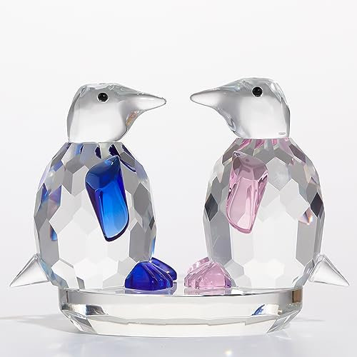 Qianwei Pinguin-Geschenke für Frauen und Männer – Glas-Tiere Kristall Pinguine Figuren Briefbeschwerer Heimdekorationen Niedliche Sammlerfiguren Bürodekoration