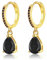 MASOP Creolen Gold mit Anhänger Schwarze Zirkonia Ohrringe Silber 925 Schwarzer Edelstein Wassertropfen Hängend Vergoldet Schmuck Geschenke für Damen Freundin Frauen Mädchen