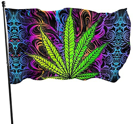 351 Bannerfahnen 90x150cm, Psychedelische Weed Kunst, Farbige Blätter Langlebig Flaggen Mit Öse Verblassen Beständig Dekorative Fahnen Sommer Flaggen, Für Feiertage, Drinnen Und Draußen