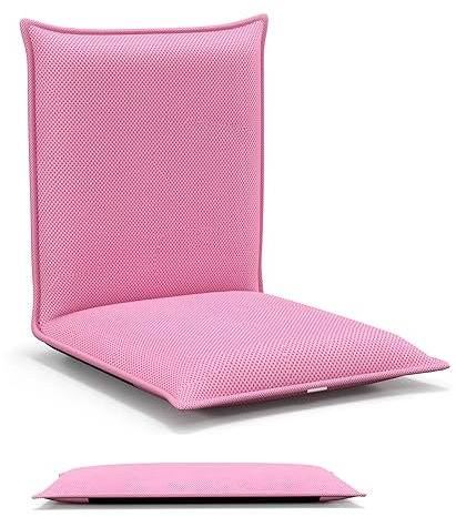 Multigot Folding Floor Chair, Portable Padded Lounge Chair with 6 Adjustable Positions, Lazy Sofa Sleeper Recliner for Reading, Gaming, Meditation (Pink)