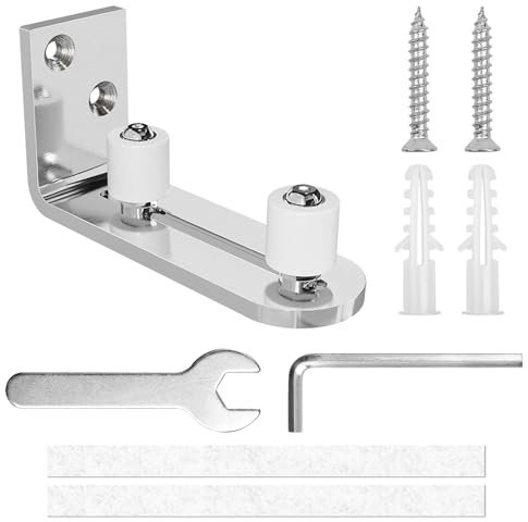 Guida Porta Scorrevole Pavimento, Guida a Pavimento Regolabile, Porta Guida in Basso con 1 Chiave e 1 Chiave a Forma di L per Cucina, Camera da Tetto, Soggiorno (Argento)