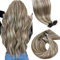 LaaVoo Human Hair Extensions U Tip Real Blonde, Remy Straight Highlight Light Brown & White Blonde Real Hair Extensions, Hot Fusion for Invisible & Stable 50s 50g 16 Inch #p8/24