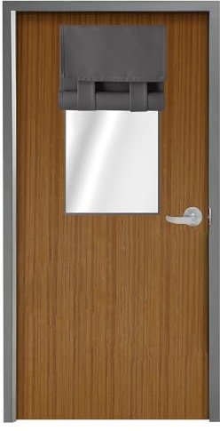 WdFour Classroom Door Window Cover,Blackout Shades for Classroom Windows and Doors,Privacy,Room Darkening Design Blocks Views, Classroom Window Cover Lockdown.12W x 30L Inches, 1 Panel, Dark Gray.