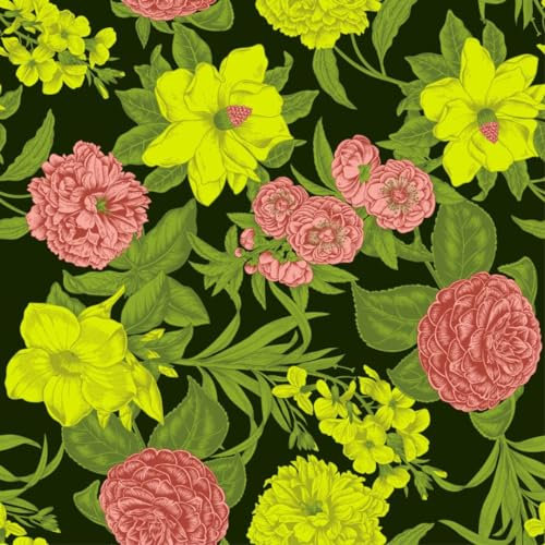 PAAHRYI Selbstklebende Tapete Rot Blumentapete 40×600cm Floral Wandtapete Pflanzen Blumentapete für Wohnzimmer Schlafzimmer Schränke Küche Möbel (40×600cm)