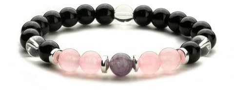 SMTSEC Natural Stone Beads Bracelet 8mm Obsidian Obsidian Fashion Rose Quartz Charm Bracelet for Men Women Trendy Natural Stone Unisex Yoga Bracelet