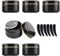 YANCAER Pack of 6,20ml Black Plastic Cosmetic Cream Jars with Gold Edge, 20 g Container pot for Lotions Beauty Storage Ointments Travel Makeup Balms