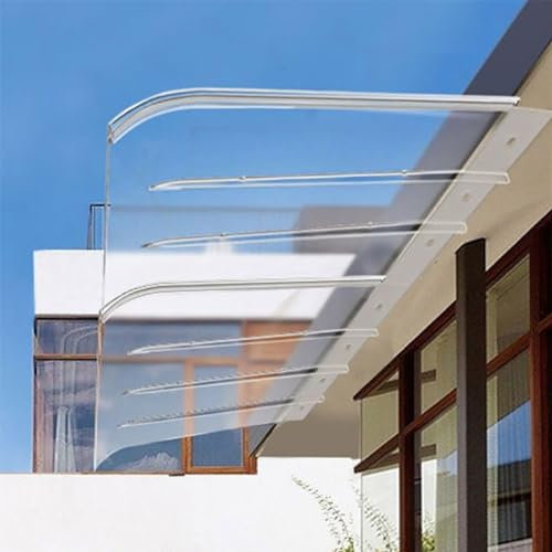 SZITW Terrassenüberdachung für den Außenbereich, unsichtbare Fenstermarkise, transparente Haustürüberdachung, Außenverandamarkise, Regenschutz mit Polycarbonatabdeckung, Schattenüberdachung, für U