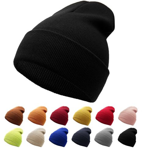 NebulaGlam Mütze Warm Mützen Unisex Wintermütze Strickmütze Weiche Winter Beanie Mütze für Herren und Damen für Outdoor Sports (Schwarz)