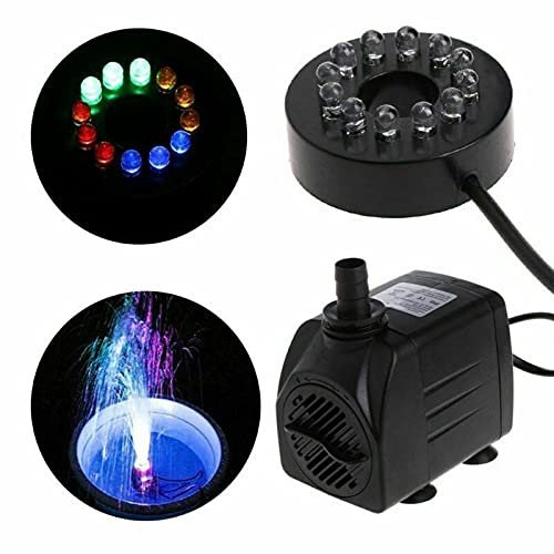 Nimomo Bomba Sumergible para Estanque, de Agua Fuente Eléctrica con 12 Luces LED, Ultra Silencioso, Acuario Piscina y Jardín, 15 W (Enchufe la UE)