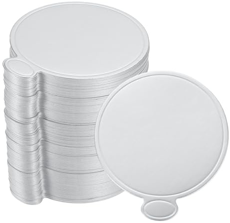 sourcing map 100pcs Mini Cake Boards, Mousse Cake Cardboards Round Cake Bases Plates Cupcake Dessert Displays Base Tray for Cupcakes, Cakes, Pastries, Dessert Base (Silver Tone)