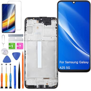 HLYGZX Écran pour Samsung Galaxy A25 5G TFT A256B A256B/DS A256E Écran LCD de Rechange Assemblée réparation Kit (Noir avec Cadre)