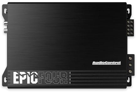 AudioControl EPICFOUR Epic Series 800 Watt Compact 4-Channel Car Audio Amplifier 200x4 @ 2 Ohms, Class D, High Pass Filter, Smart Auto Protection