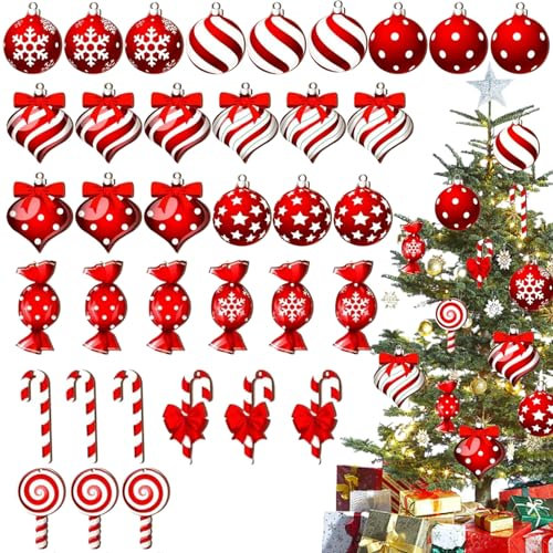 36 Pcs 2D Wooden Large Candy Cane Christmas Decorations, Candy Cane Tree Decorations, Christmas for Lndoor Outdoor Decor