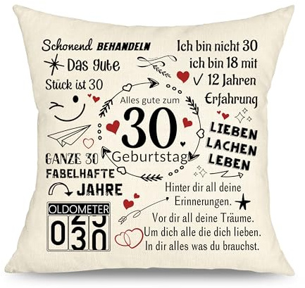 30. Geburtstag Frauen, Geschenke für Frauen 30 Jahre, Geburtstaggeschenke für 30 Jährige Mann Papa Mama, Geschenkideen Geburtstag für Frau 30 Jahre Kissenbezüge Geschenke 1 Stück (30th-45x45cm)