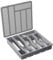 Sxmrmnx Organizador de cubiertos con tapa, bandeja de utensilios cubierta para cajón de cocina y encimera, cubiertos de plástico y cubiertos color gris