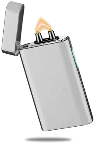 RSBYE Encendedor Electrónico Mechero Electrico con Arco Eléctrico Engrosado Encendedor Electrónico de Plasma Mechero Electrico USB C Recargable para Vela, Barbacoa, Camping (Plata Mate)