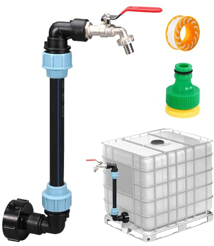 DAJASD IBC Schwanenhals 3/4 Auslaufhahn, Schwanenhals Auslaufhahn, IBC Tank Schwanenha, IB Tank Zubehör Mit Schwanenha Messing Wasserhahn Für Regenwassertank Wasserfaß IBC-Container
