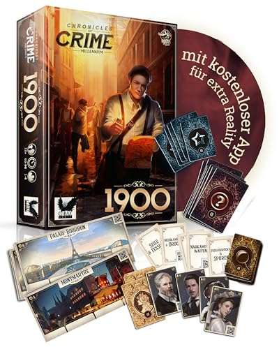 Corax Games Chronicles of Crime - Millennium 1900 Brettspiel I Detektivspiel in der Belle Époque mit App-Ermittlung & fesselnder Story I Krimi-Ermittlungsspiel für 1-4 Spieler ab 12 Jahren