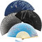 Bellanova 4er Set Handfächer, Chinesischen Stil Hand Fächer aus Stoff und Bambus, Folding Fans mit Quaste (4 Stück)