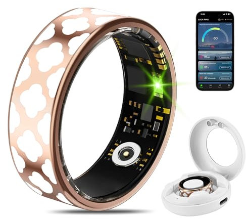 HNCY Smart Ring Smartringe für Damen Herren Fitnessring für Damen Smartring Fitness Ring IP68 Smart Ring für Herzfrequenz/SpO2/HRV-Monitor/Schlaftracker/Sport Fitnesstracker/Periode-Erinnerung (8#)