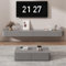 Ecoxsnz Floating TV Unit with Flip-Down Doors, 140 CM Wall Mounted TV Stand With Drawers, Floating TV Media Cabinet With Storage for Living Room & Bedroom (Grey, 140cm)
