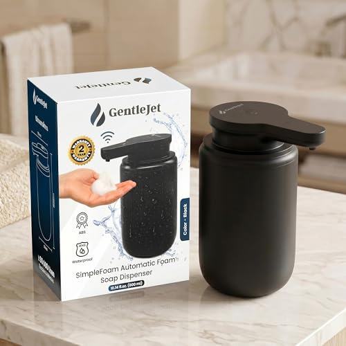 GentleJet SimpleFoam Automatic Foaming Soap Dispenser – Touchless Sensor, USB-C Rechargeable, IPX5 Waterproof, Dual Output for Bathroom Kitchen Sink, ABS Compact Design