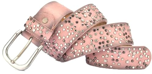 HELBAY Punk-Gürtel für Damen – Lederbund mit Vintage-Nieten, luxuriöse Dornschließe