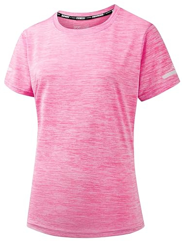 Peakwell Damen Sportshirt Atmungsaktiv T-Shirts Top Kurzarm Laufshirts Funktionsshirts Sport Oberteile