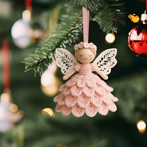 DIY Häkelengel Ornament, Weihnachtsbaum Häkeln Spielzeug Hängende Ornament, HäCkel Kit FüR AnfäNger,Weihnachtsdekoration,Starter -Kit für Webenthüter/Liebhaber (B)