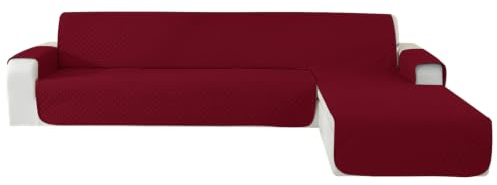 YSTELLAA Couchbezug L Form 3 Sitzer, Burgunderrot | Sofa Überzug Ecksofa Rutschfest, Couch Bezug L-Form Universal, Reversibel Couch Überzug Ecksofa Waschbar