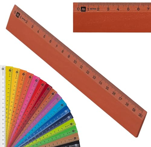 Metrie™ Lineal 20 cm – Holzlineal | Braun | Klein & Handlich | Für Grundschule, Schule & Büro, Zeichnen, Handwerker, DIY | Hergestellt In Der EU | 1 Stück | SCHOLAR