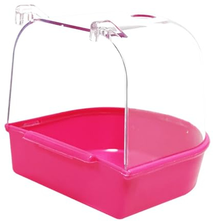 Zialofi Vogelbad Vogelbad Box Käfig Papageien Badewanne Behälter Anti Rutsch PP Material für Wellensittiche Kanarienvögel Nymphensittiche Heimtierpflege, ROSA