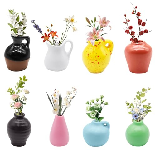 8 Pezzi Set di Mini Vasi Magnetici 3D per Frigorifero, Vasi Calamite, Accessori Decorativi & per Conservare Piccoli Oggetti | per Frigorifero, Cucina e Armadietto