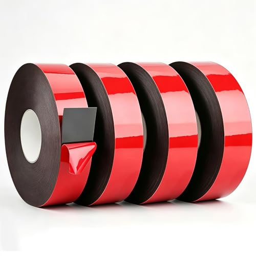 4 Rollen Doppelseitiges Klebeband Extra Stark, 30mm x 10m Wasserfest Multifunktionales Montageklebeband, Hochtemperaturbeständig Doppelklebeband, Double Sided Tape für Wand und LED-Streifen,Auto,Büro