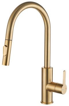 GoodHome Mitigeur de cuisine doré Zanthe avec douchette extractible