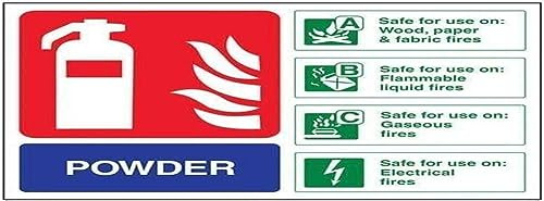V Safety Powder Id Fire Extinguisher Sign - Landscape - 200 mm x 150 mm - 1 mm Rigid Plastic Safety Sign