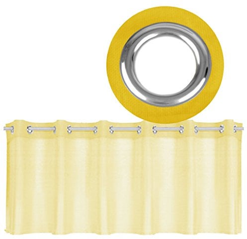 Ösen-Bistrogardine in B160cm x L60cm, transparente Uni Scheibengardine Voile in vielen erhältlich (gelb - lemongelb)