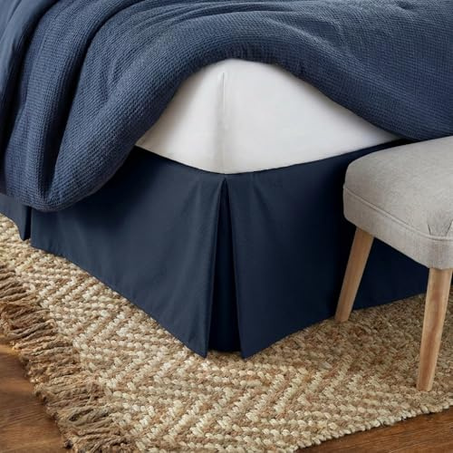 Linen Market Cache-sommier en Microfibre, Facile à Installer, Chute de 36 cm, résistant au rétrécissement et à la décoloration, décoration de Chambre (lit Simple, Bleu Marine)