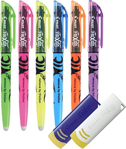 PILOT 6er Set FriXion Light Textmarker (Neon + Radierer)