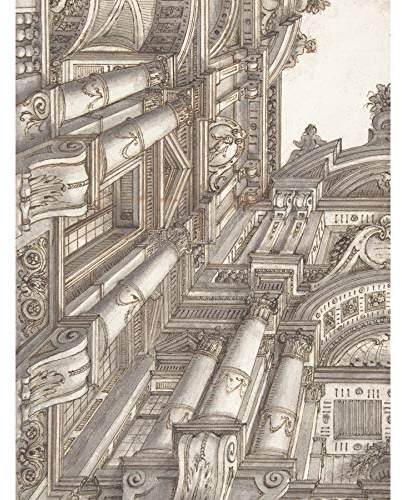 Artery8 Bibiena Trompe L'Oeil Architekturhof Großer Leinwanddruck 46x61 cm