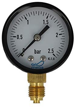 MEGA Druckmanometer 0-2,5 bar - 1/4 Zoll Anschluss nach Unten Radial Ø 50 mm