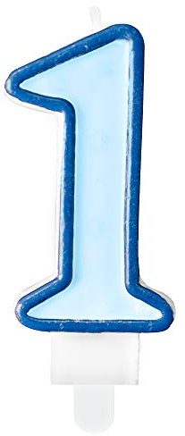 Geburtstagskerze Zahl 1 in Blau 7cm Kuchenkerzen