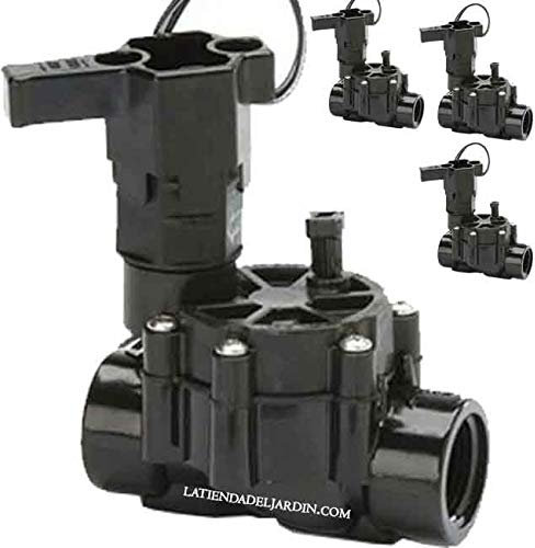 Suinga Confezione da 4 elettrovalvola di irrigazione 3/4 24 V 075DV 25 mm R.Bird per programmatori di irrigazione automatica elettrica, nero