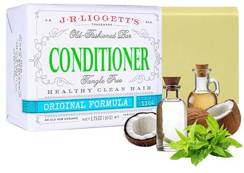 J·R·LIGGETT'S Hair Conditioner Bar | Organic Dry Bar For Natural Curly Hair | Plant Based Ingredients-Zero Waste Biodegradable, Sulfate & Cruelty-Free | Eco-Friendly | Conditioner | 50g