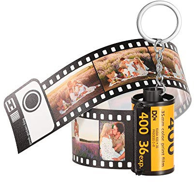 Personalised Keychain with Photo 8/10 pcs for Men Women Custom Camera Film Roll Album Keychain Gift Birthday Valentine's Anniversary for Lover Dad Mom Kids Friend (10 photos (camera) 1 piece)